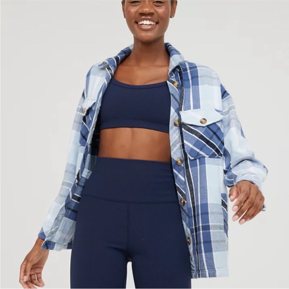 Offline by Aerie Blue Plaid Shacket